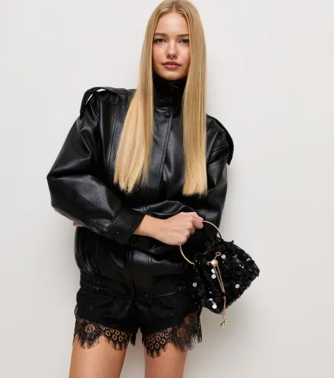 Women's Black Lace Fitted Shorts