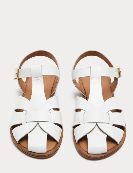 Marks & Spencer Leather Ankle Strap Flat Sandals White