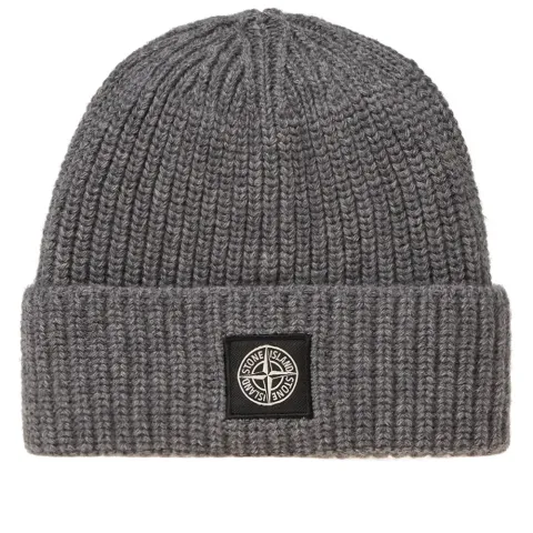 Rib Knit Patch Logo Beanie
