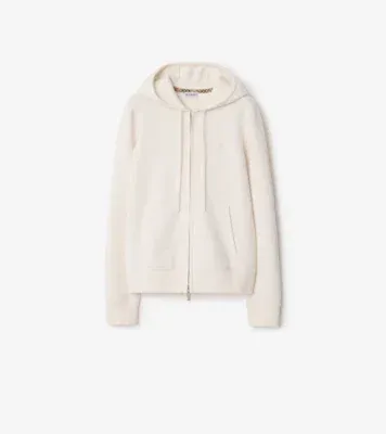 Cashmere Blend Zip Hoodie in Chalk white