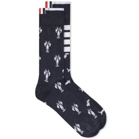 Lobster Embroidered 4-Bar Sock