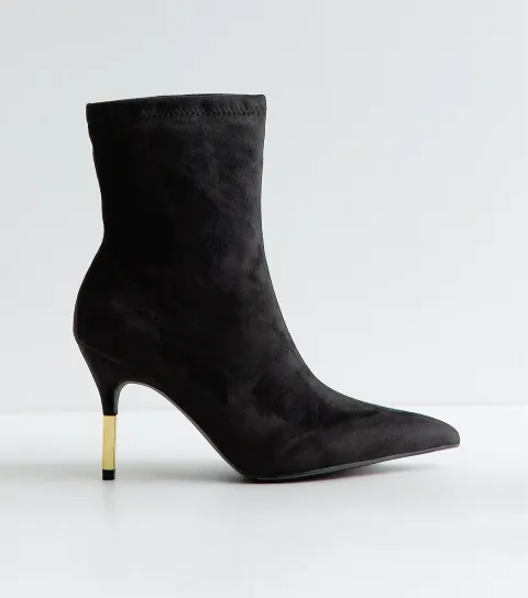 New Look Women's Black Faux Suede Sock Boots Vegan