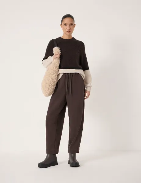 HUSH Cotton Rich Jack Barrel Leg Joggers Chocolate