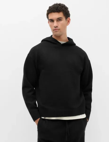 Marks & Spencer Relaxed Fit Knitted Hoodie Black