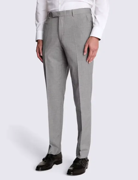 Moss Tailored Fit Stretch Suit Trousers Grey