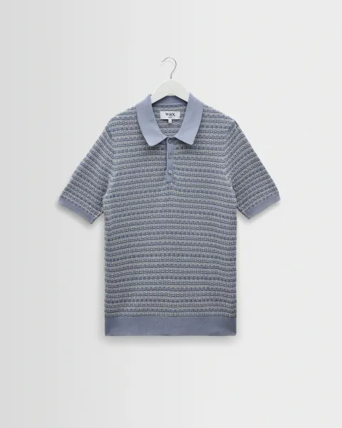 Naples - Light Blue Mini Geometric Knitted Polo