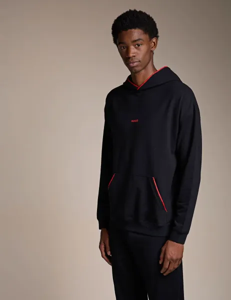 HUGO Cotton Rich Logo Lounge Hoodie Black