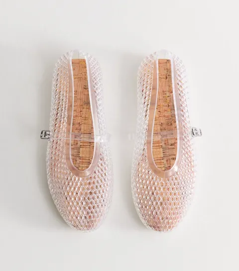 Women's Truffle Clear Lattice Front Strap Jelly Shoes