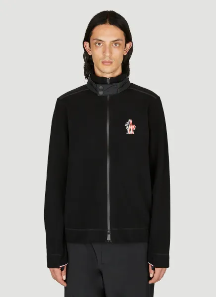 Logo Embroidery Zip-Up Cardigan
