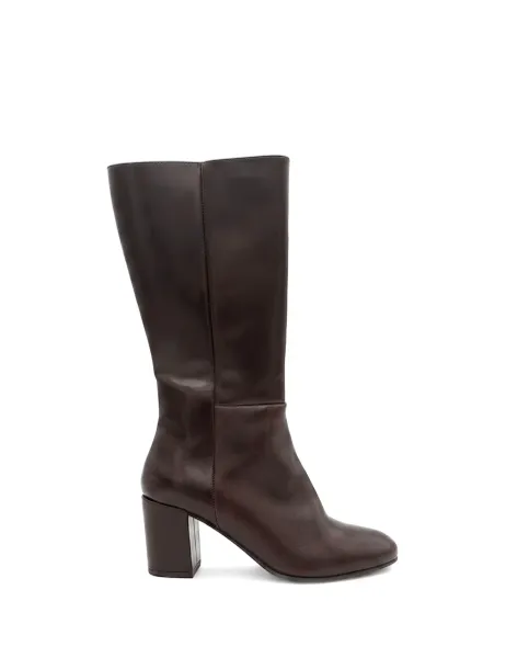 Jones Bootmaker Leather Block Heel Boots Brown
