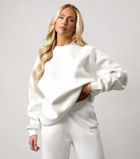 Women's Cream Logo Embroidered Raglan Sleeve Sweatshirt
