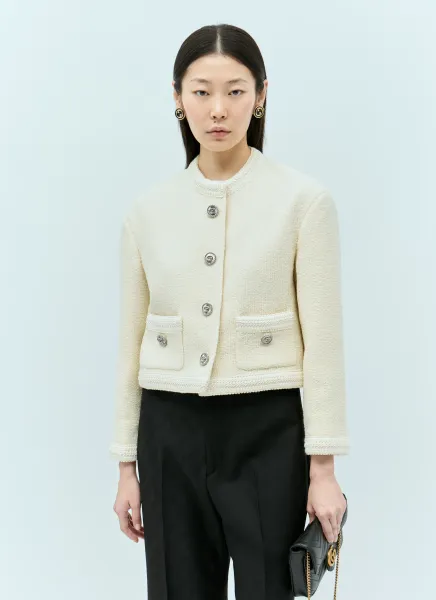 Tweed Jacket With Embroidery Trims