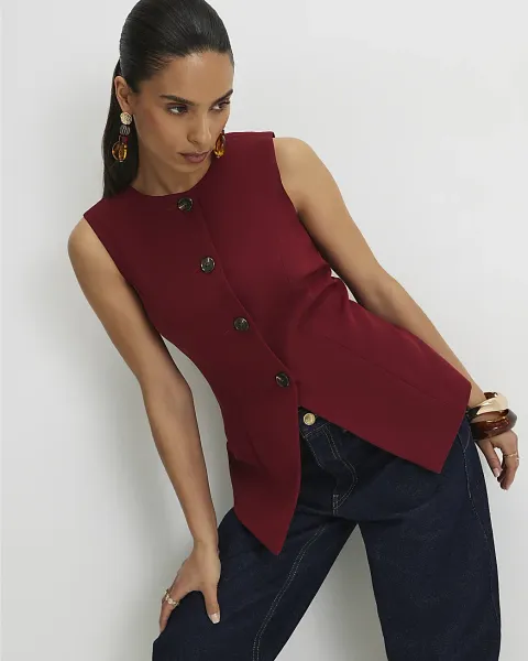 River Island Petite Sleeveless Button Detail Waistcoat