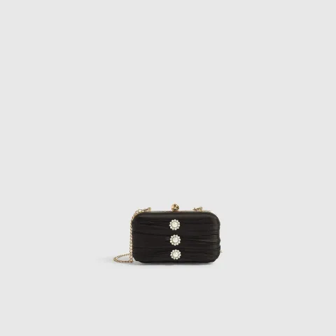 River Island Satin Pearl Detail Clutch Bag