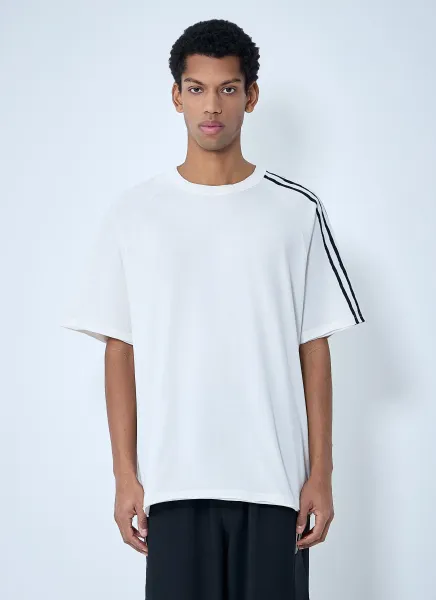 Striped Shoulder Cotton T-Shirt