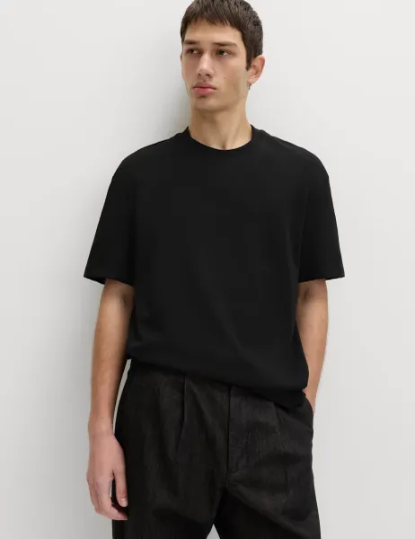 Marks & Spencer Relaxed Fit Cotton Blend Ultimate Performance T-Shirt Black