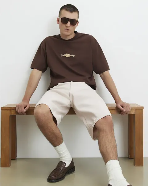 River Island Oversized Fit Cote Bleue Crest T-Shirt