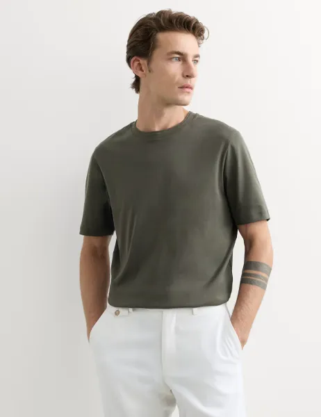Jaeger Pure Cotton T-Shirt Evergreen