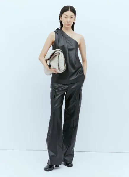 Faux Shearling 3 Chain Tote Bag