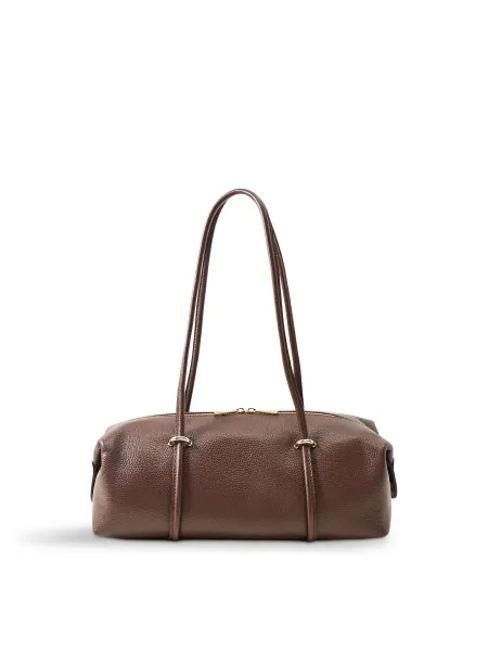 Marlon Peddy Long Handle Leather Shoulder Bag - Moka