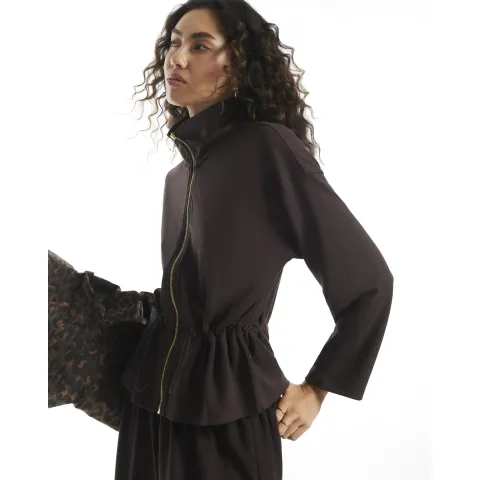 River Island Premium Zip Through Peplum Track Jacket