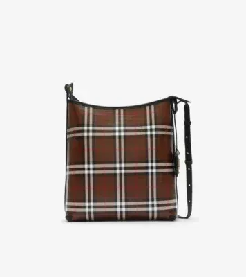 Small Check Shoulder Bag in Chocolate brown