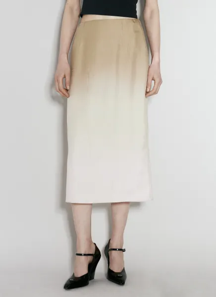 Ombre Silk Midi Skirt
