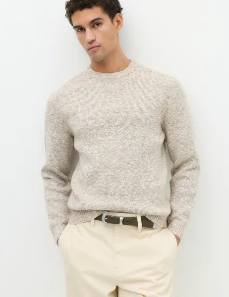 Marks & Spencer Regular Fit Cotton Blend Textured Jumper Natural Mix