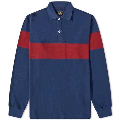 Pique Stripe Long Sleeve Polo