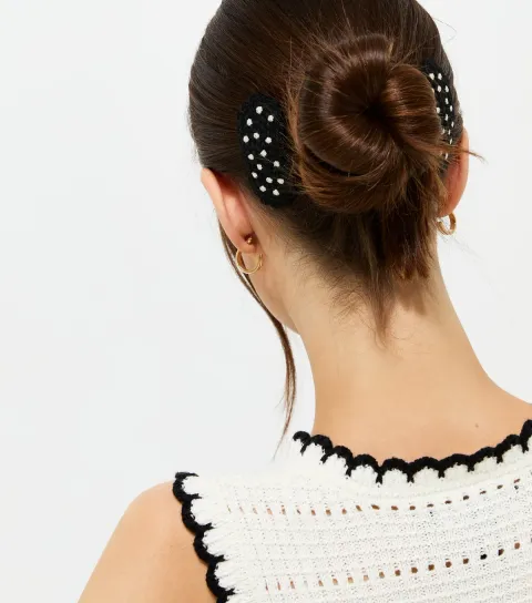 Pack of 2 Black Polka Dot Slide Hair Clips