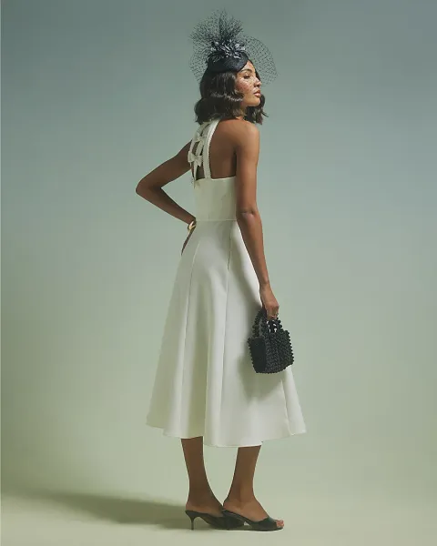 River Island Premium Bow Back Detail Midi Dress