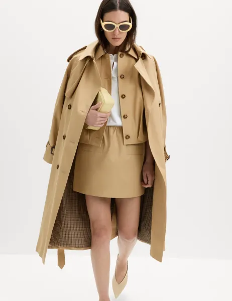 Marks & Spencer Pure Cotton Twill Mini A-Line Skirt Light Caramel