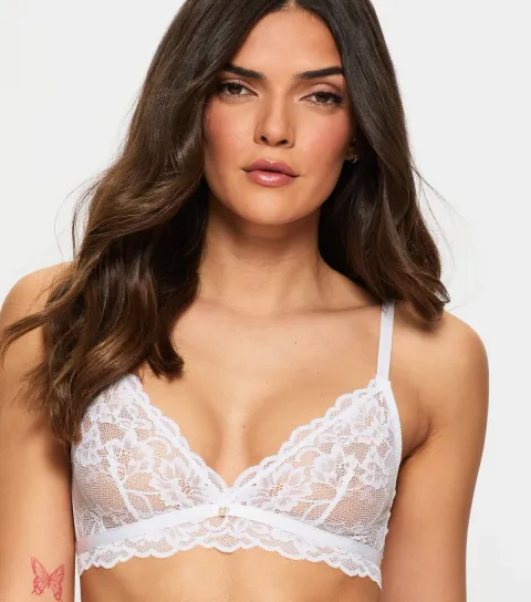 Women's White Floral Lace Bralette