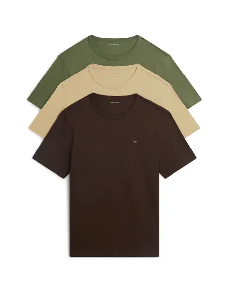 Tommy Hilfiger 3 Pack Pure Cotton T-Shirts Khaki Mix