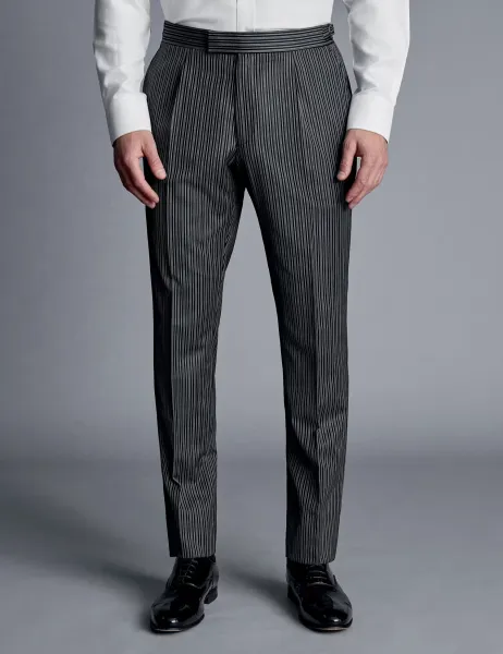 Charles Tyrwhitt Slim Fit Pure Wool Pinstripe Suit Trousers Grey Mix