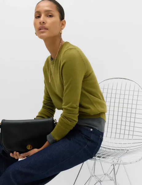 Marks & Spencer Pure Merino Crew Neck Jumper Moss