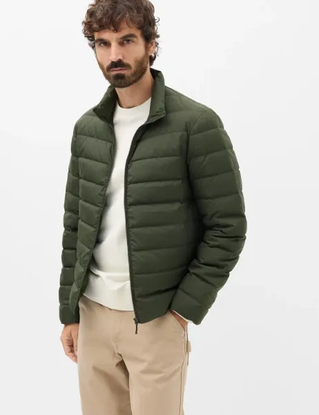 Marks & Spencer Feather and Down Packaway Puffer Jacket Dark Khaki