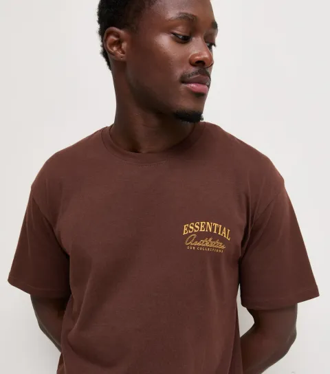 Jack & Jones Men's Dark Burgundy Organic Cotton Essential Aesthetics T-Shirt