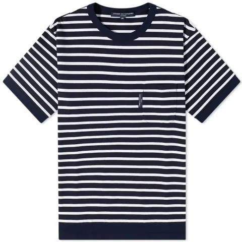 Striped Nylon Hem Pocket T-Shirt