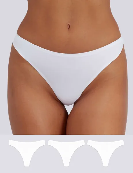 Boux Avenue 3pk Thongs White
