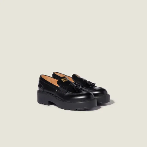 Brushed leather loafers