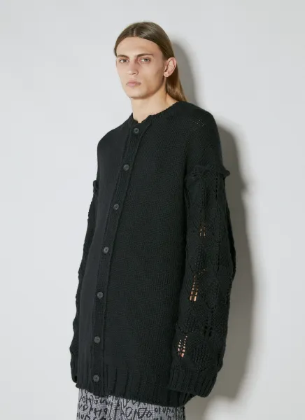 Designed Sleeve Wool Cardigan
