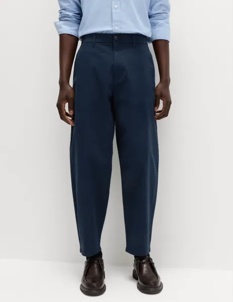 Marks & Spencer Barrel Fit Stretch Chinos Navy