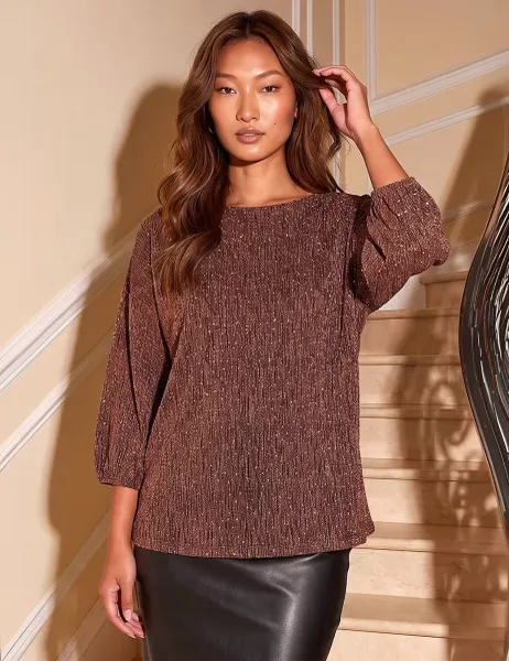 Roman Textured Regular Fit Top Bronze