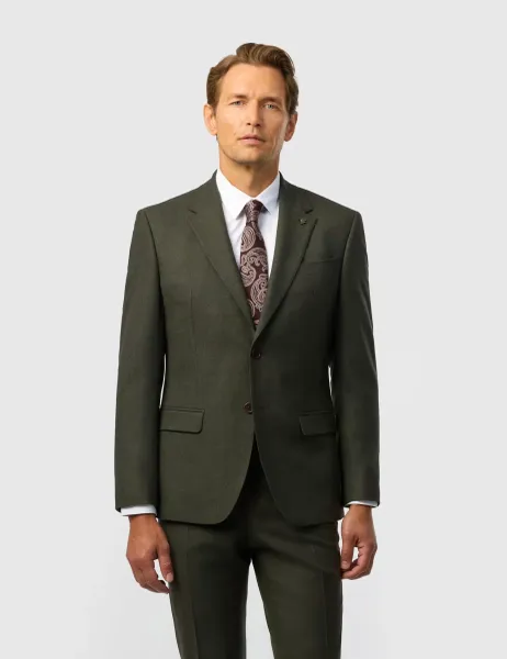 Ted Baker Slim Fit Wool Rich Stretch Flannel Suit Jacket Green