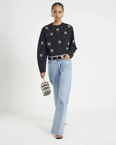 River Island Black Embellished Jumper