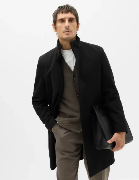 Marks & Spencer Funnel Neck Overcoat Black