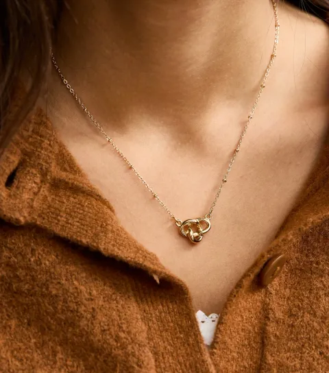 Gold Tone Triple Circle Pendant Necklace