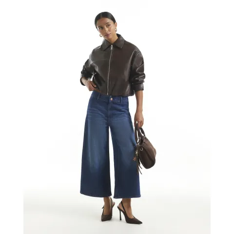 River Island Petite High Waisted Clean Culotte Jeans