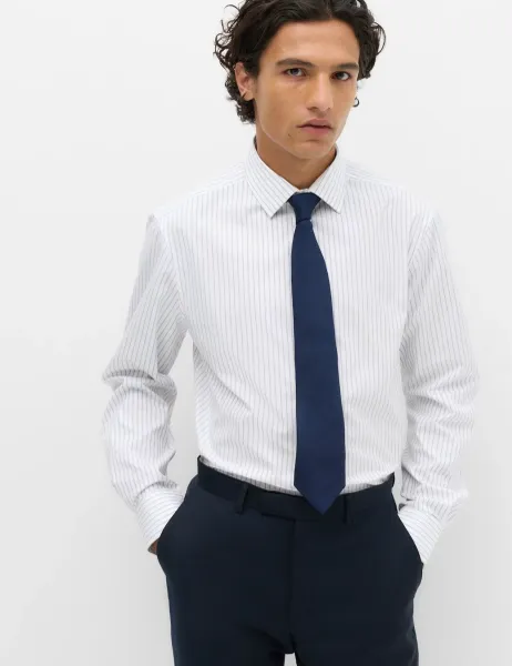 M&S SARTORIAL Regular Fit Luxury Cotton Striped Shirt White Mix